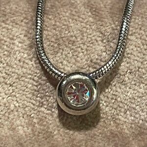 Cz Diamond bezel solitaire necklace 18”